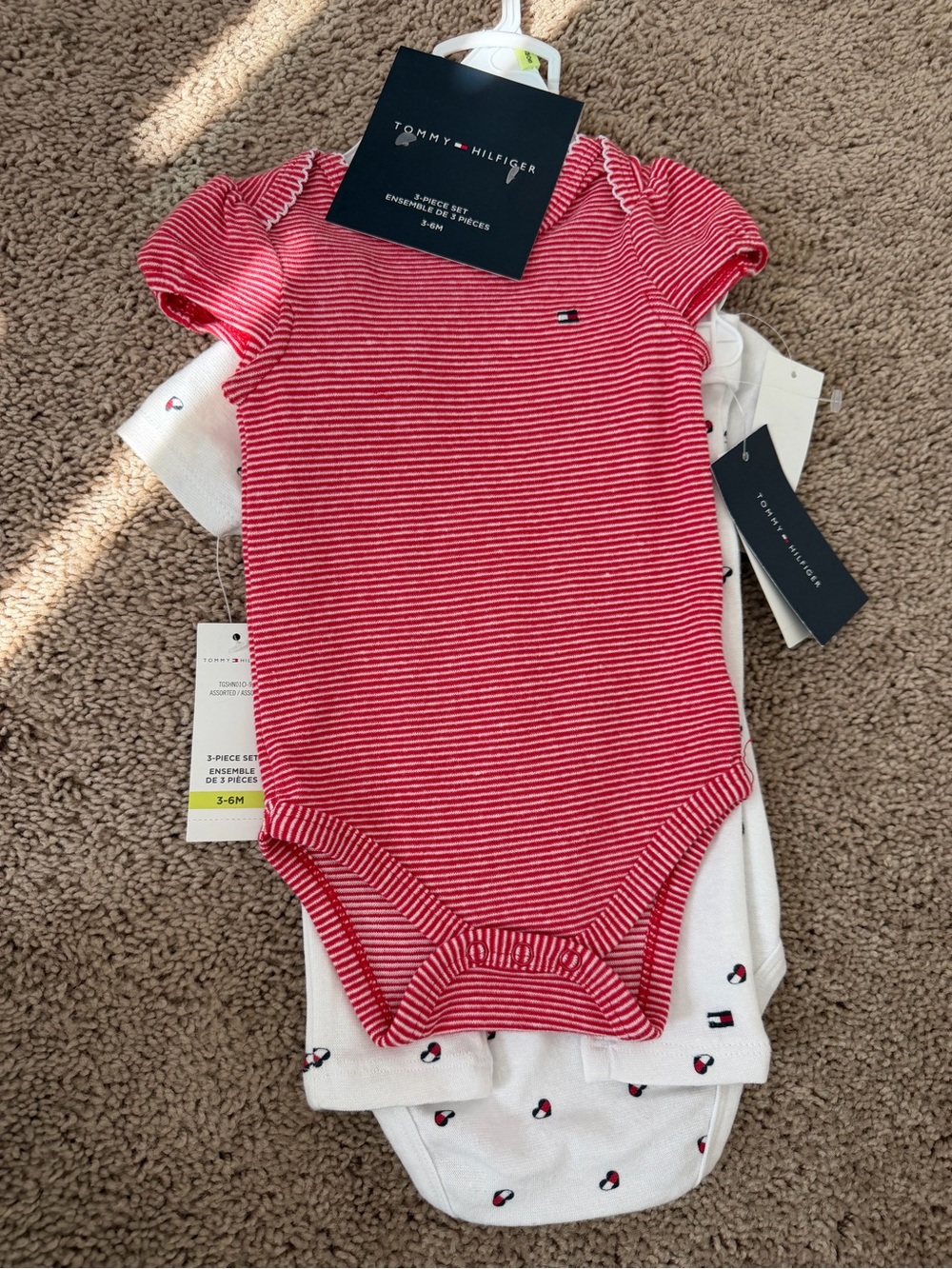 Tommy Hilfiger Red & White Stripe Baby 3 piece set